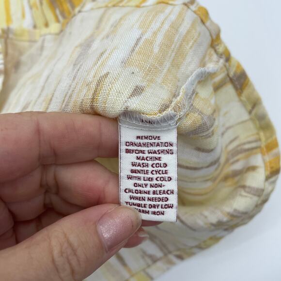 JM COLLECTION Linen Watercolor Print Top Size 20W Button Up 3/4 Sleeve Shirt - Picture 5 of 8